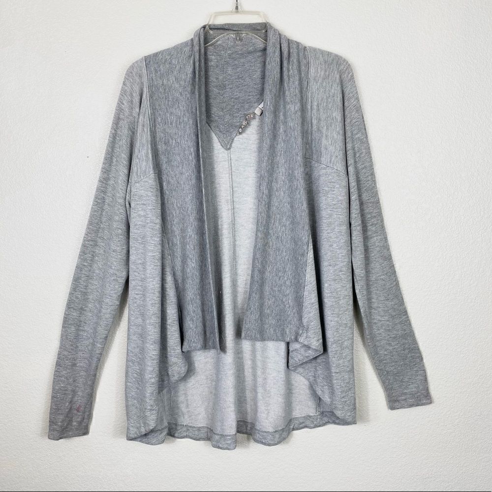 Athleta Grey Ribbed Open Face Cardigan Sweater